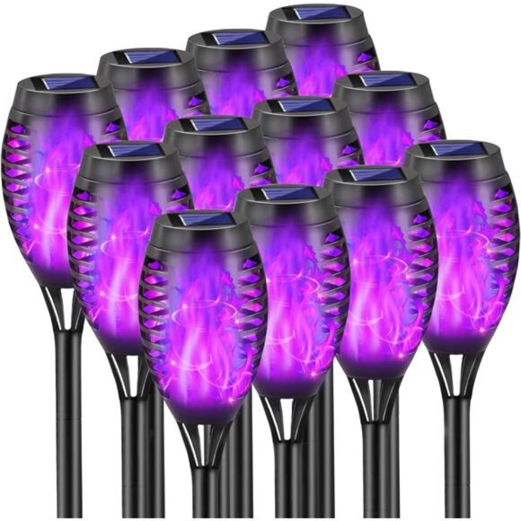 Halloween Decorations Outdoor, 12 Pack Purple Solar Lights Outdoor Waterproof - Picture 1 of 8